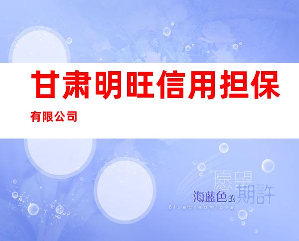 甘肃明旺信用担保有限公司